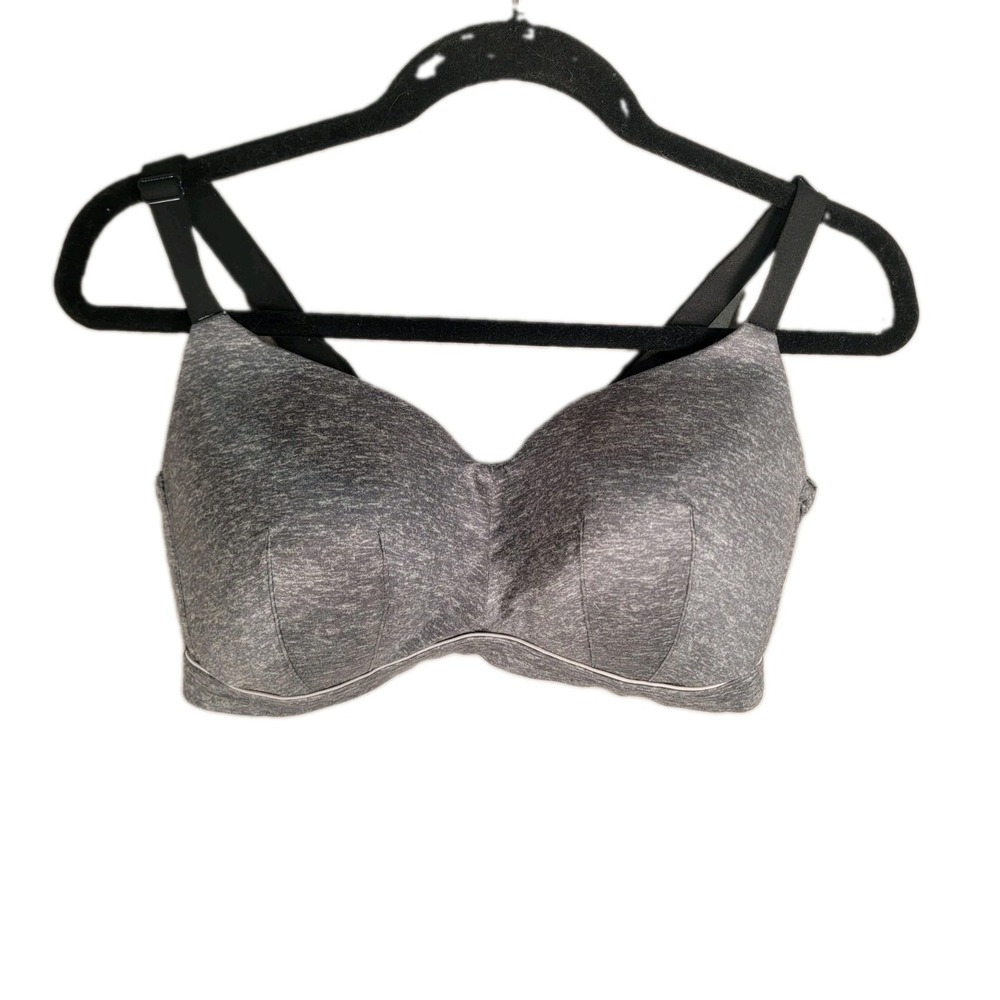 Cacique Bra 38DDD Gray Heather Lightly Lined Lounge Wireless Crossover Back